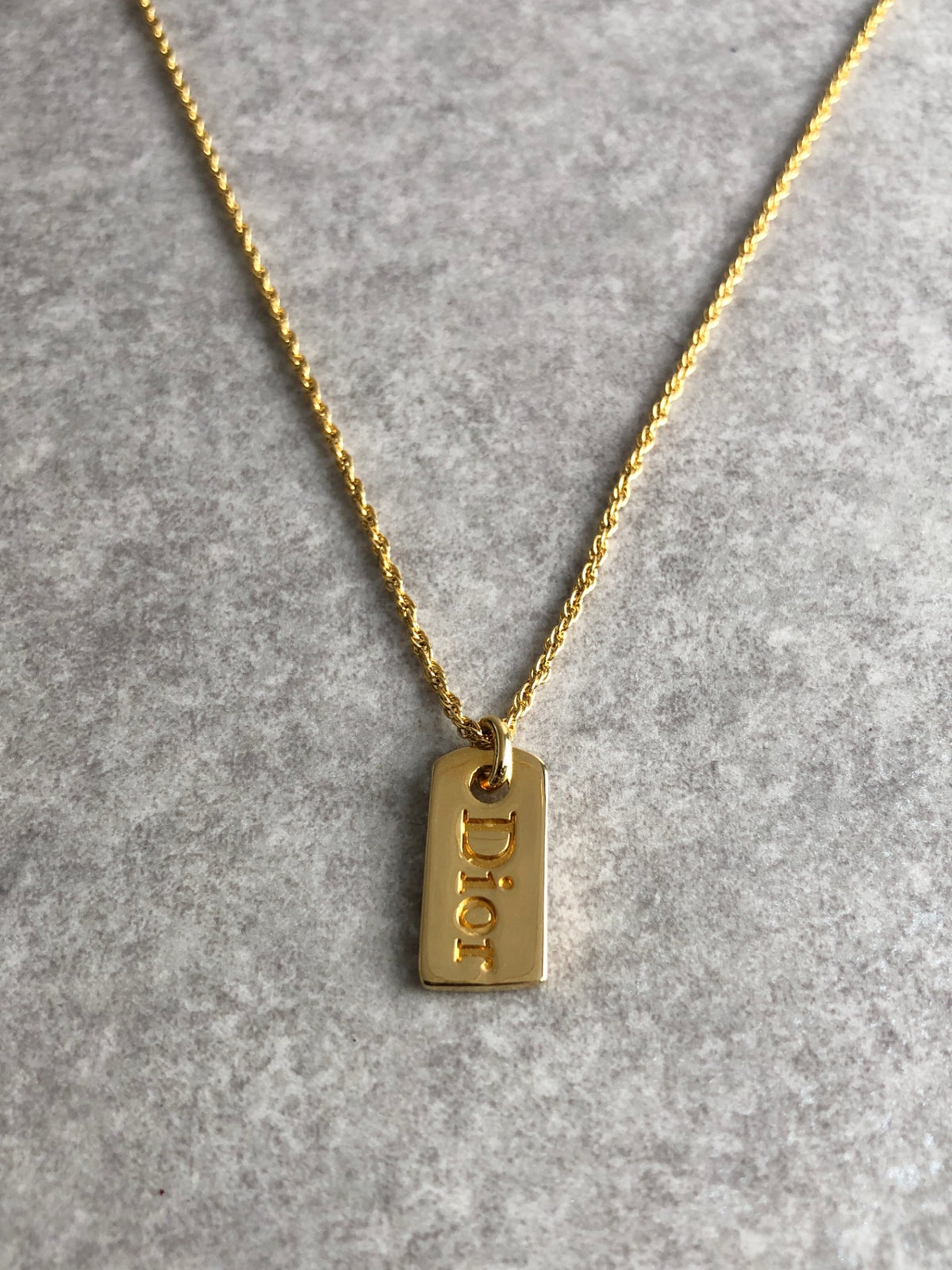 Christian Dior Logo Motif Necklace Gold Vintage 8injsr