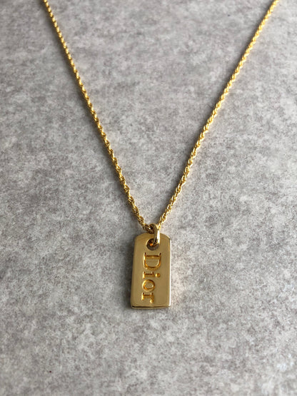 Christian Dior Logo Motif Necklace Gold Vintage 8injsr
