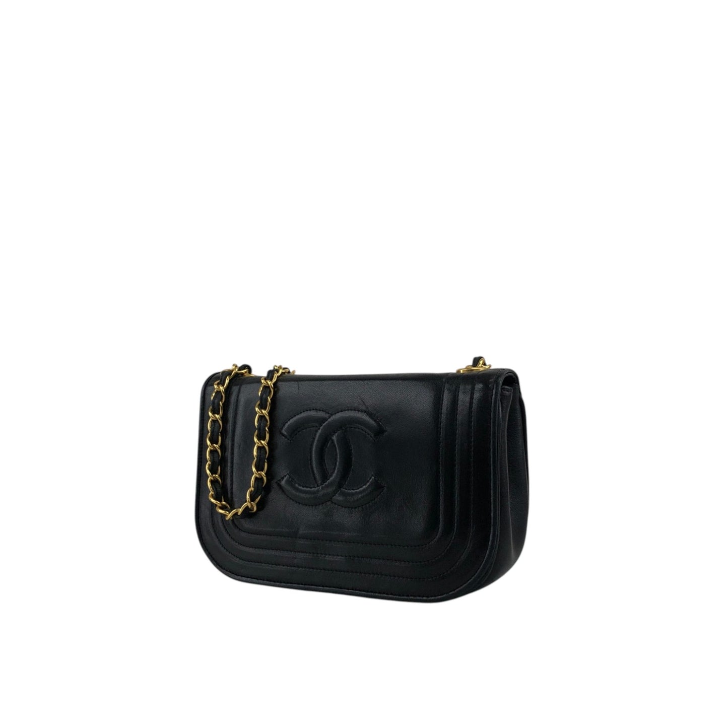 CHANEL Coco Mark Chain Shoulder bag Black Vintage jtk3dw