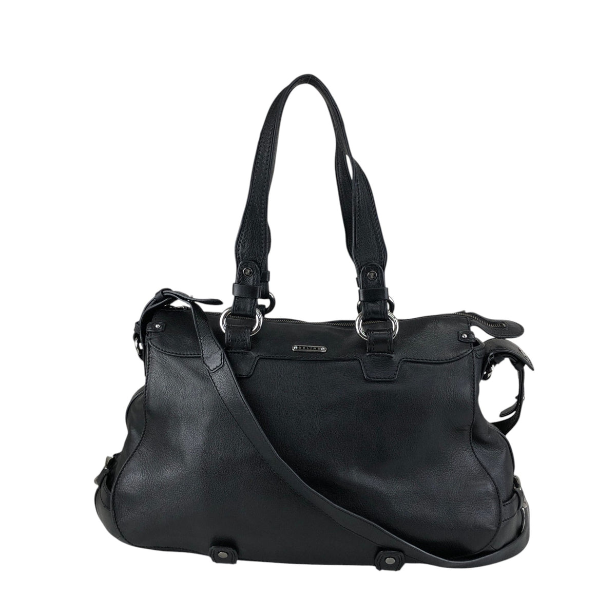 CELINE Triomphe Two-way Handbag  Shoulder bag Black Vintage 4xt5x6