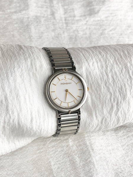 Yves Saint Laurent YSL Logo Watch Silver 4620-E62275 YO Vintage