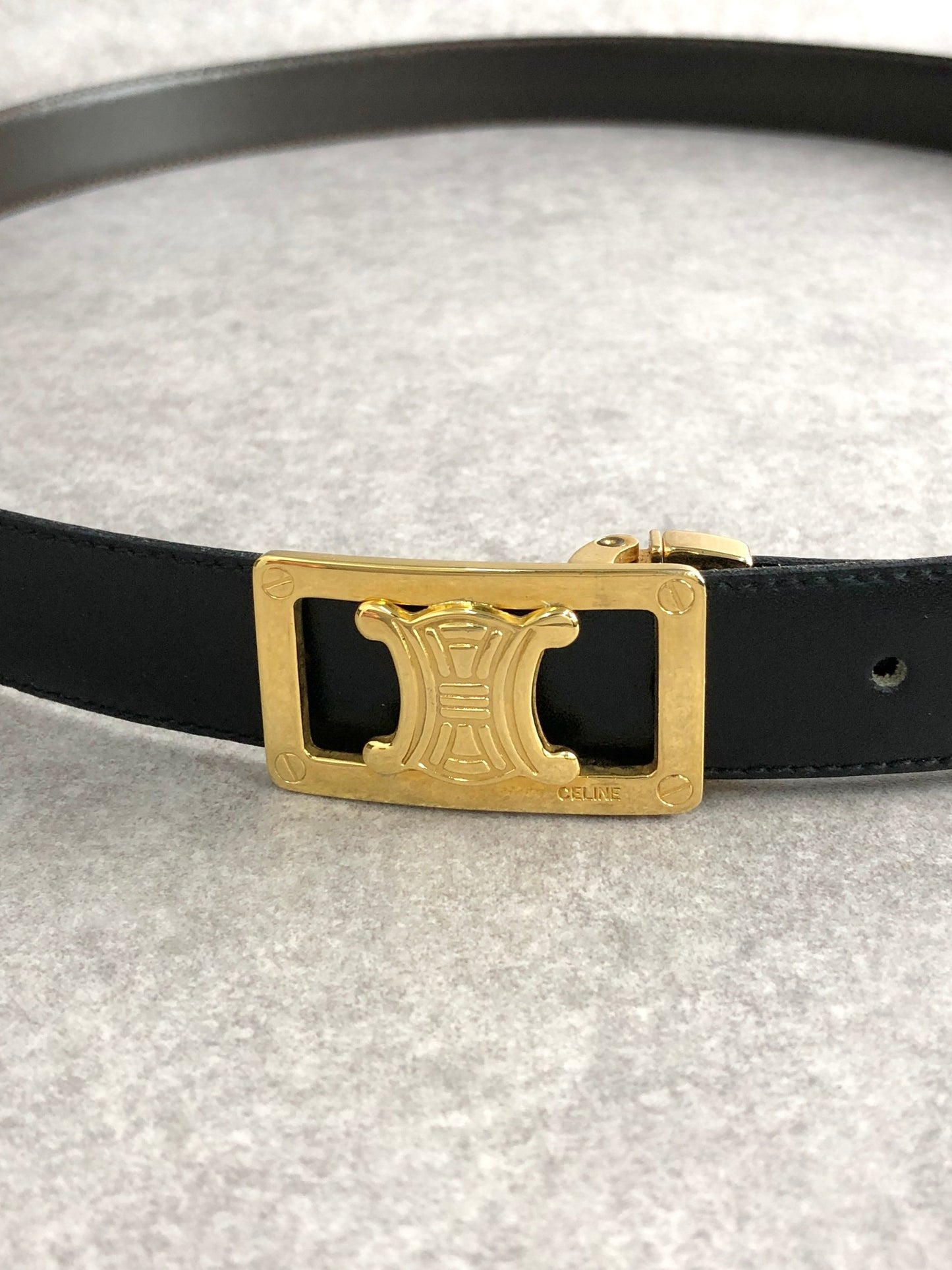 CELINE Triomphe Belt Brown×Black Vintage ppnd4r