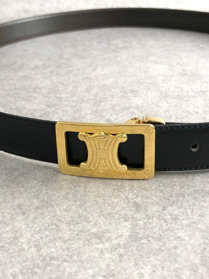 CELINE Triomphe Belt Brown×Black Vintage ppnd4r