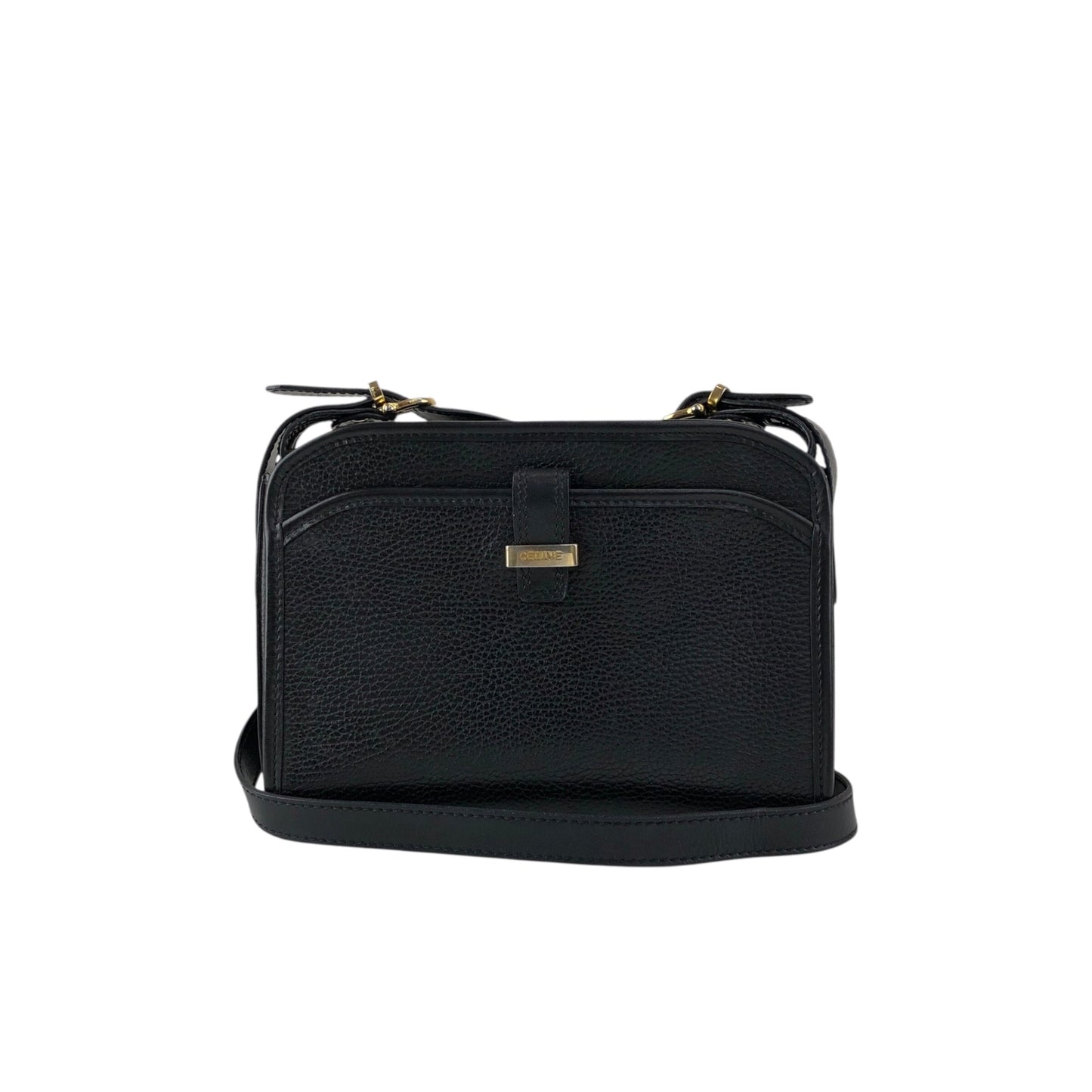 CELINE Logo Crossbody Shoulder bag Black Vintage ux8giy
