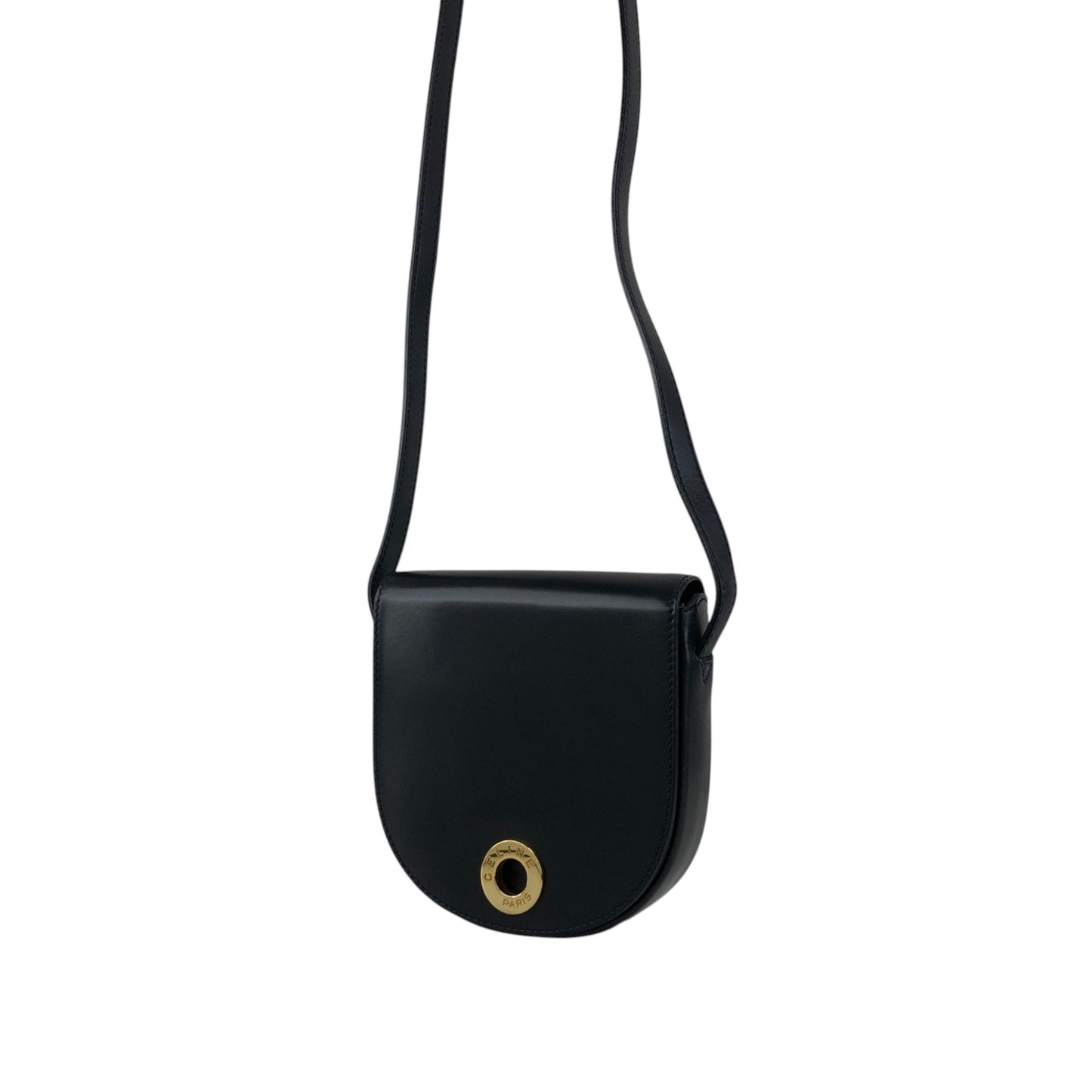 CELINE Circle Logo Small Shoulder bag Black Vintage va5bp4