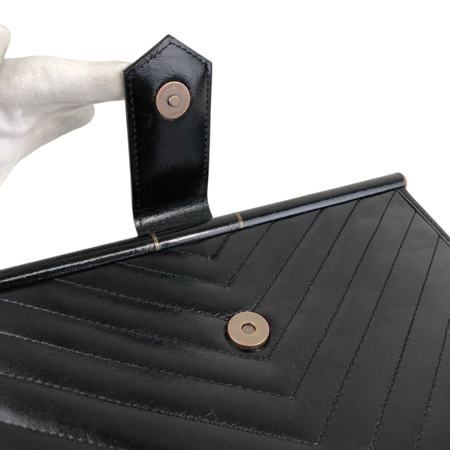 Yves Saint Laurent YSL Logo Bias Stitch Clutch bag Black Vintage nx3mxp