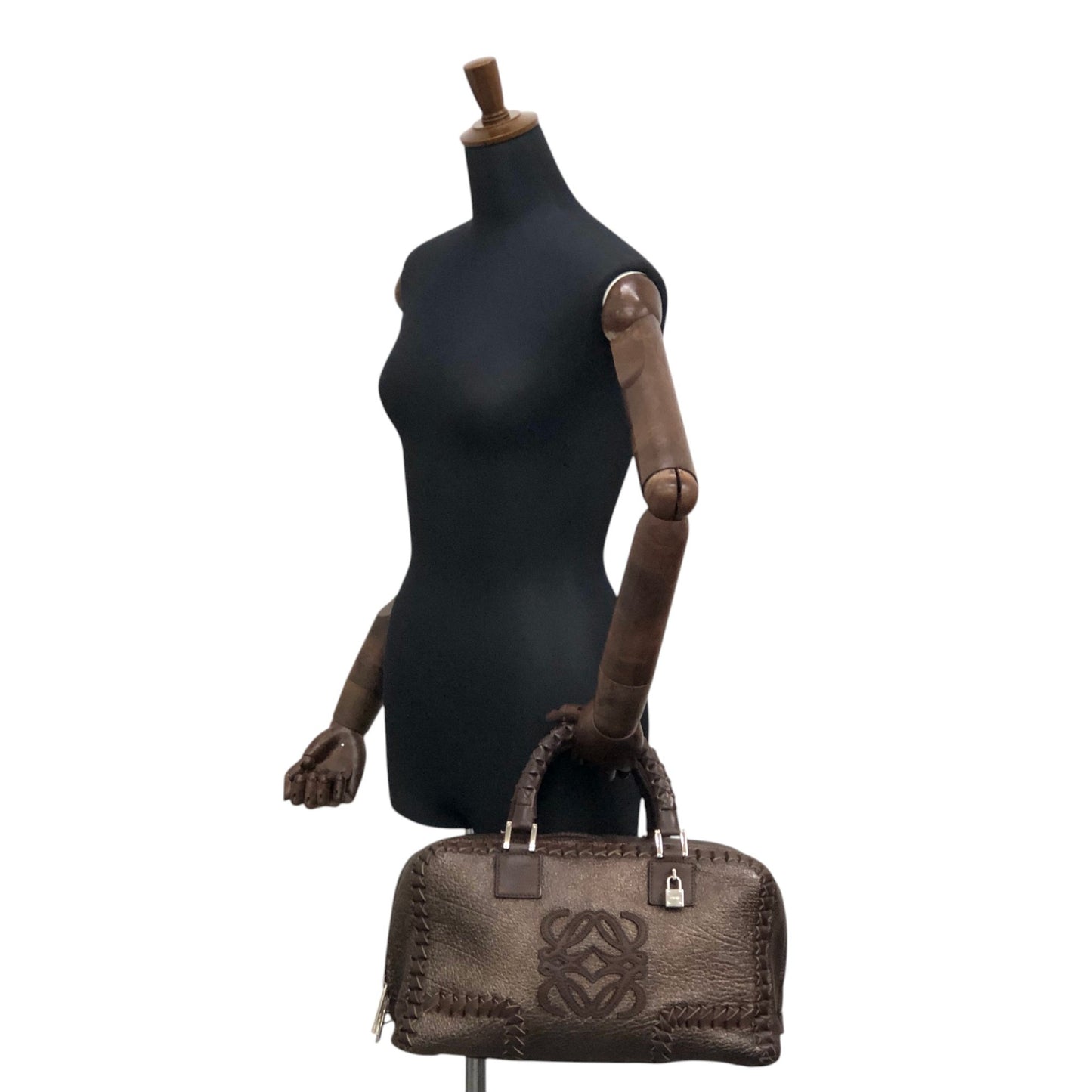 LOEWE Amazona28 Anagram Handbag Boston bag Brown Vintage hyvv3u