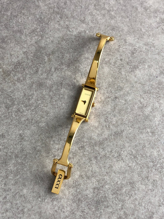 GUCCI Logo Quartz Watch Gold Vintage pynvz2