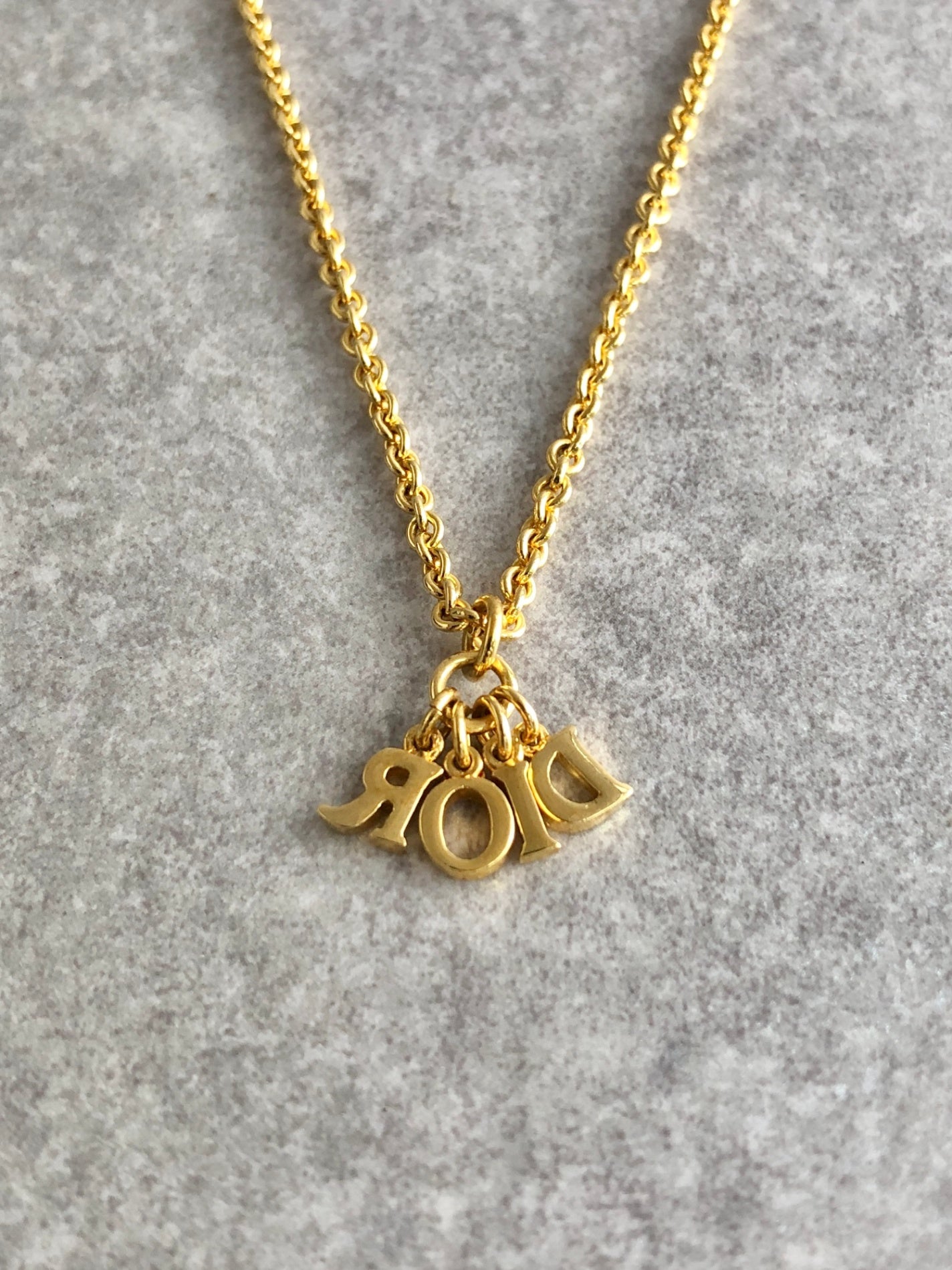 Christian Dior Charm Logo Necklace Gold Vintage 5imhkr