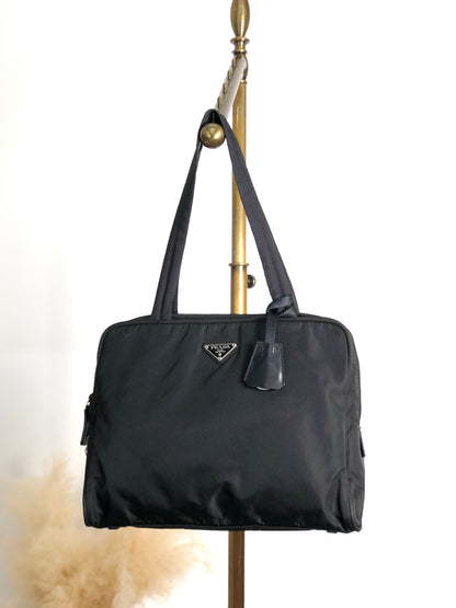 PRADA Tessuto Triangle Logo Totebag Black Vintage mcdeah