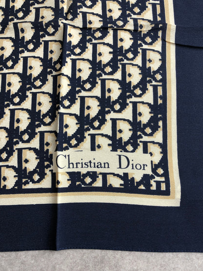 Christian Dior Silk Scarf Navy Vintage wt6sun