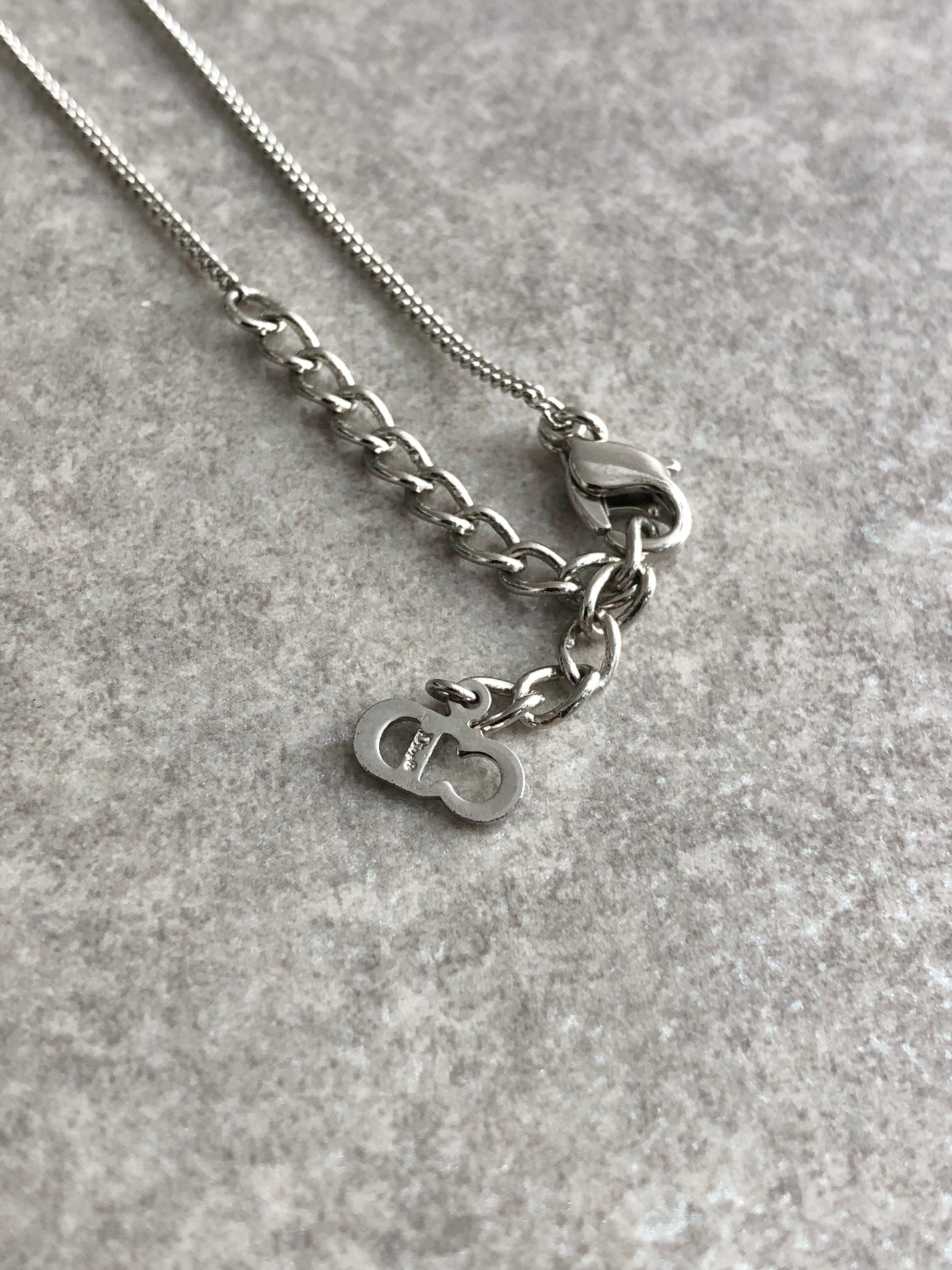Christian Dior Logo Motif Necklace Silver Vintage gne8aw