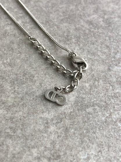 Christian Dior Logo Motif Necklace Silver Vintage gne8aw
