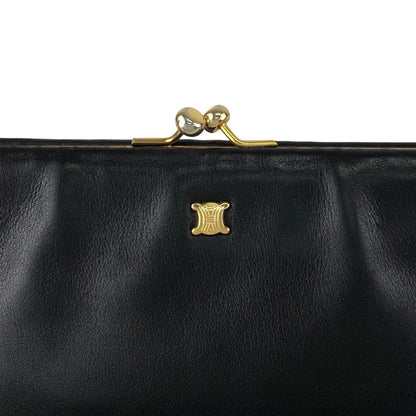 CELINE Blason Metal Clasp Chain Shoulder bag Black Vintage 5isej6