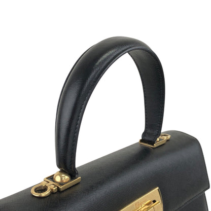 Salvatore Ferragamo Gancini Two-way Handbag Shoulder bag Black Vintage 67icsp