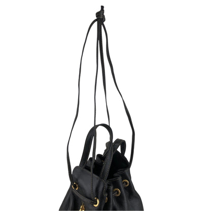 FENDI Logo Drawstring Shoulder bag Black Vintage 5bbkpm