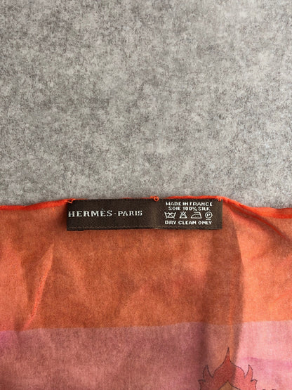 HERMES carriage Silk Scarf Orange Vintage jaxepu