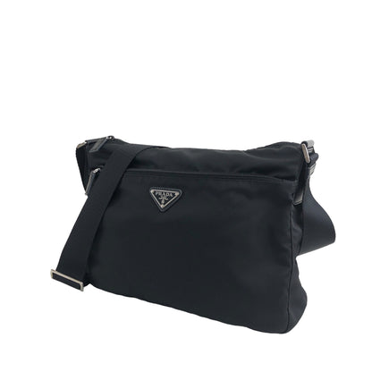 PRADA Triangle Logo Shoulder bag Black Vintage 5gvj2h