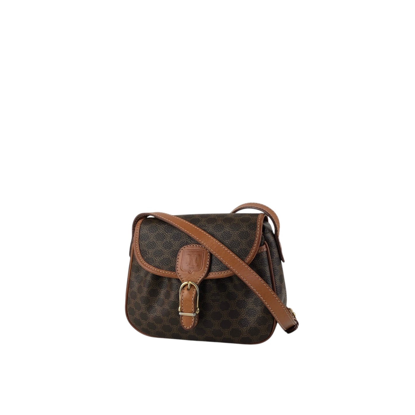 CELINE Macadam Blason Shoulder bag Brown Vintage 4bfs88