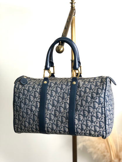 Christian Dior Trotter Handbag Boston bag Navy Vintage chfz7s