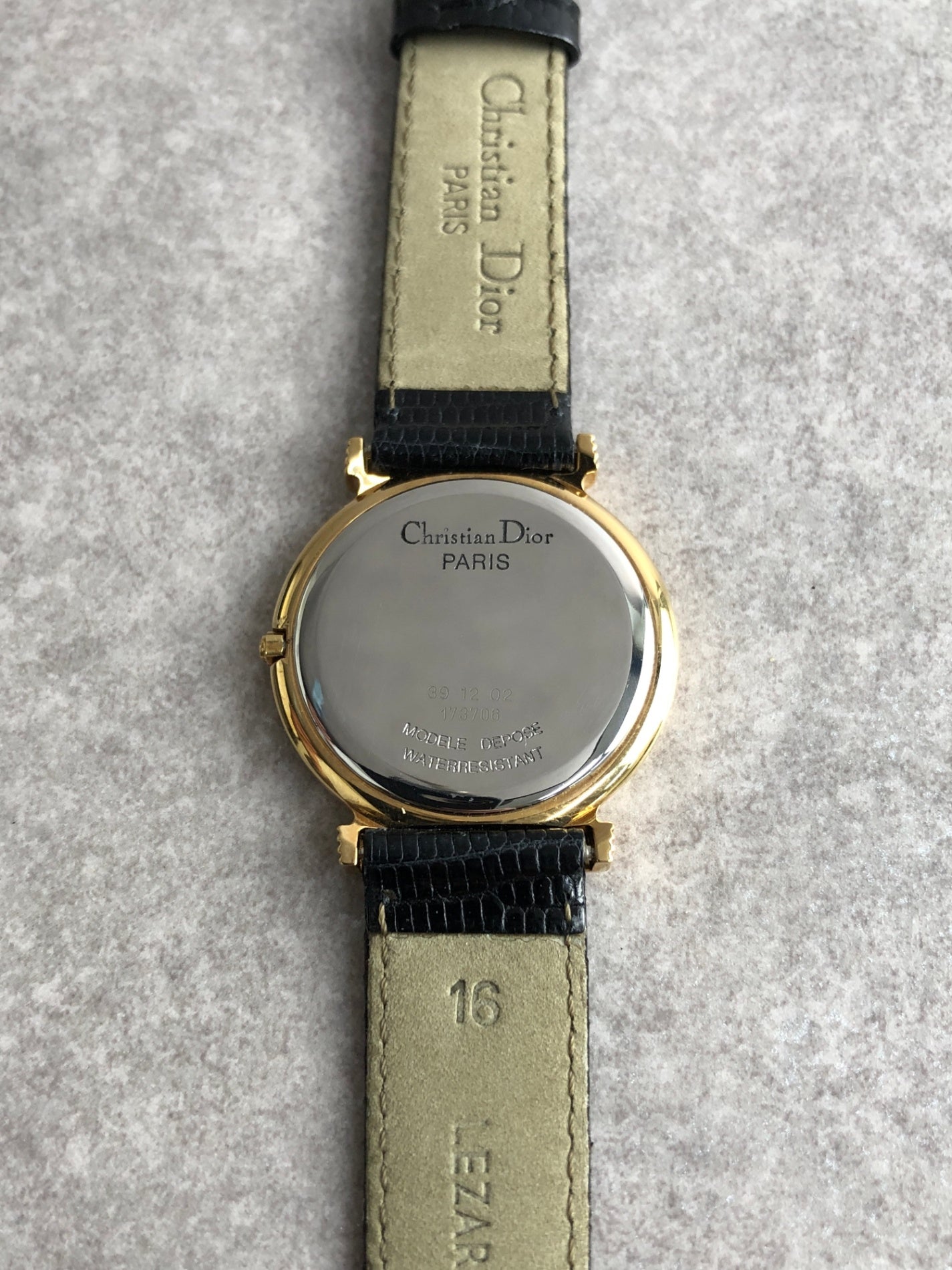 Christian Dior Logo Watch Gold×Black Vintage 76nb8k