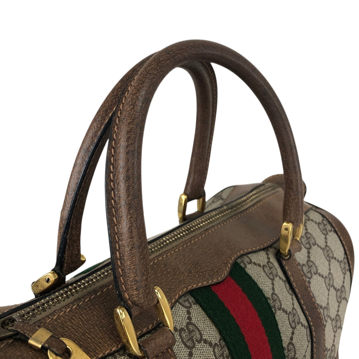GUCCI Sherry Line Small Boston bag Handbag Brown Vintage wub827