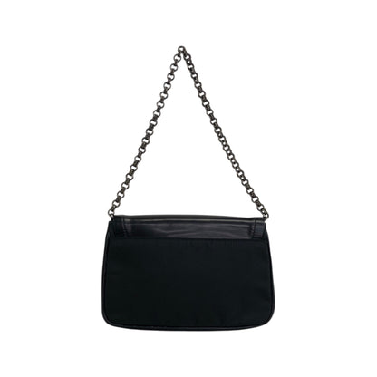 PRADA Logo Rhinestone Chain Handbags Black Vintage y8bzmh