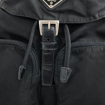 PRADA Triangle Logo Double Pocket  Backpack Black Vintage mxtwf5