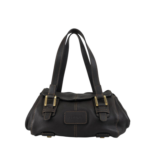 LOEWE Logo Embossed Handbag Brown Vintage s7e7fm