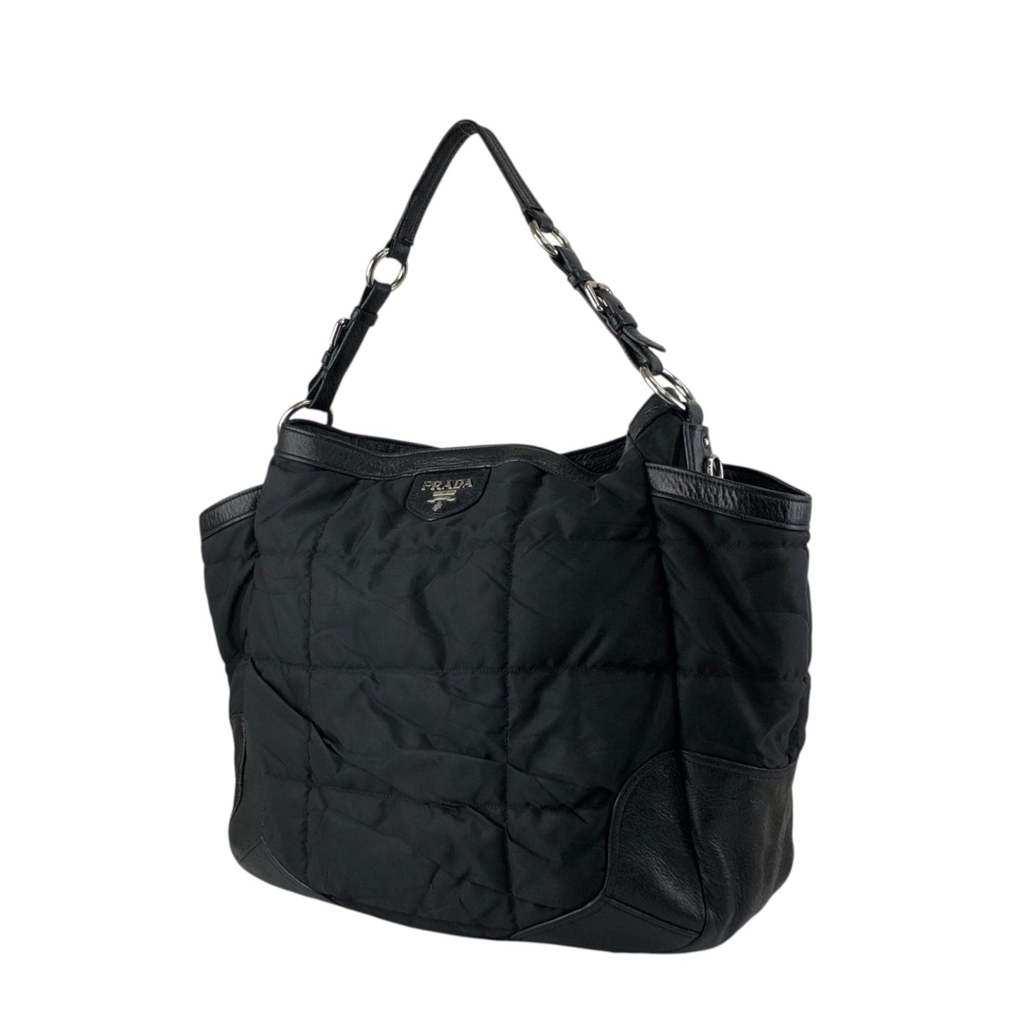 PRADA Logo Shoulder bag Totebag Black Vintage td4ahh