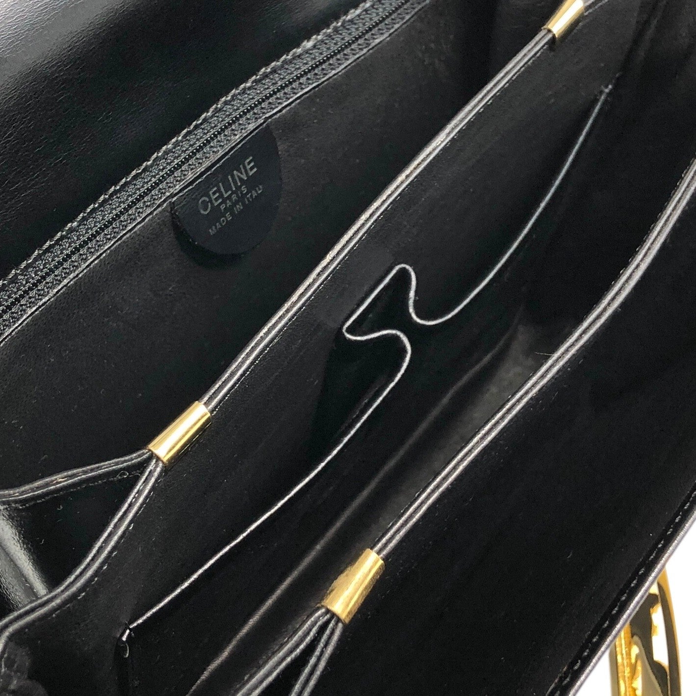 CELINE Horse Carriage Crossbody Shoulder bag Black Vintage 4mrnet