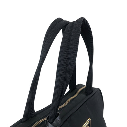 PRADA Tessuto Triangle Logo Padlock Handbag Black Vintage z2waww