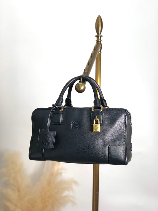 LOEWE Amazona28 Anagram Handbag Boston bag Black Vintage 7mxsmj