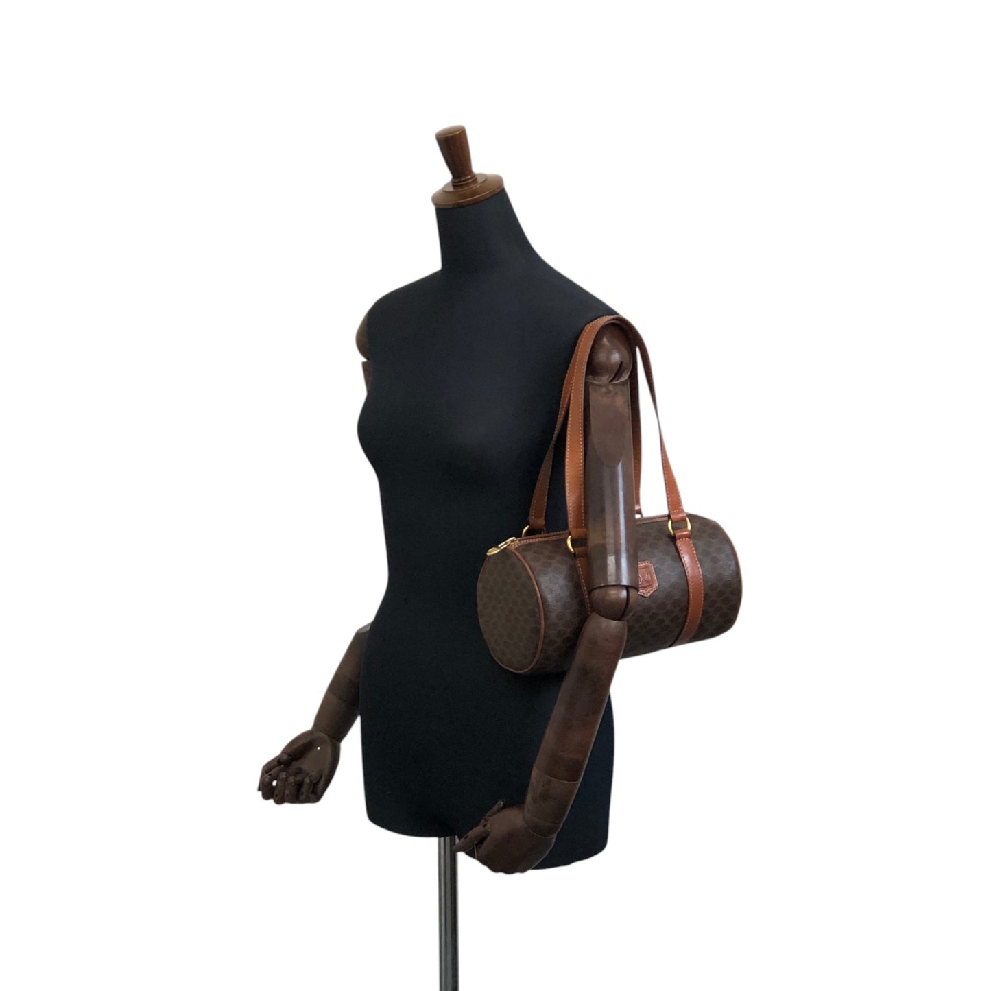CELINE Macadam Blason Handbag Brown Vintage stij7h