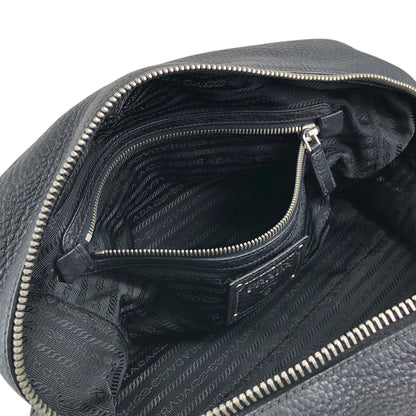 PRADA Logo Embossed Small Boston bag Handbag Black Vintage maefbu