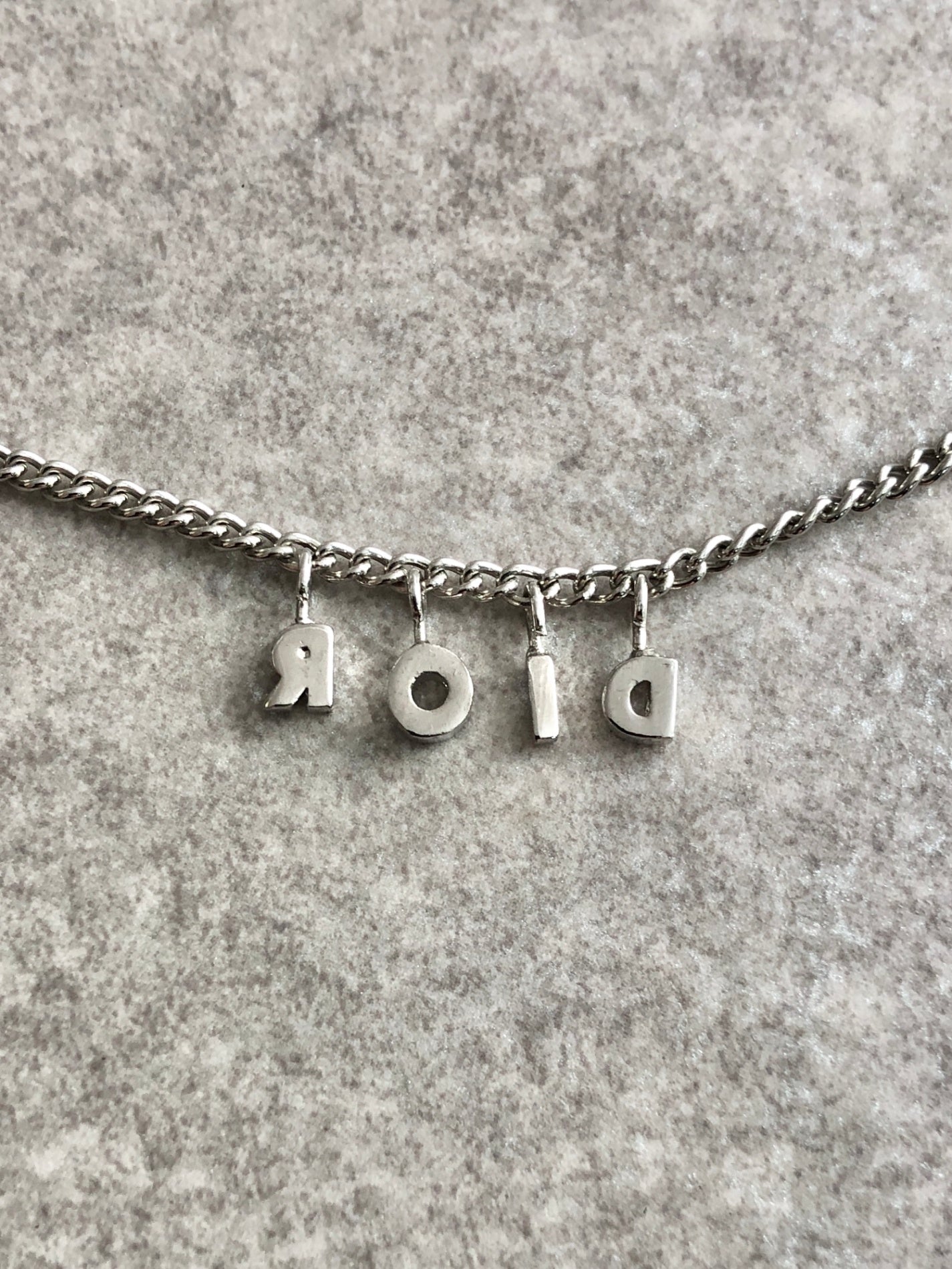 Christian Dior Logo Motif Bracelet Silver Vintage smr3v4