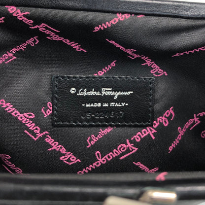 Salvatore Ferragamo Vala Metal Clasp Chain Shoulder bag Black Vintage yntg52