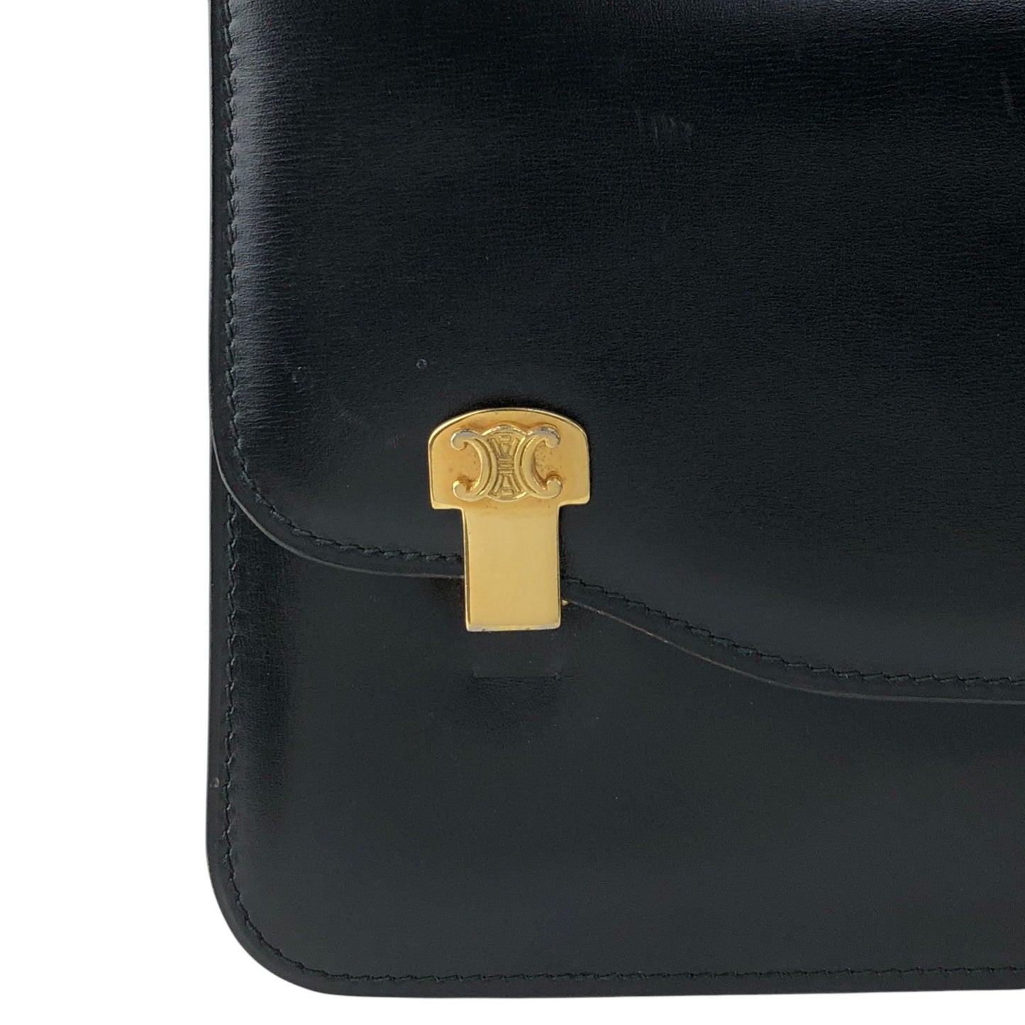 CELINE Triomphe Chain Shoulder bag Black Vintage hd5spn