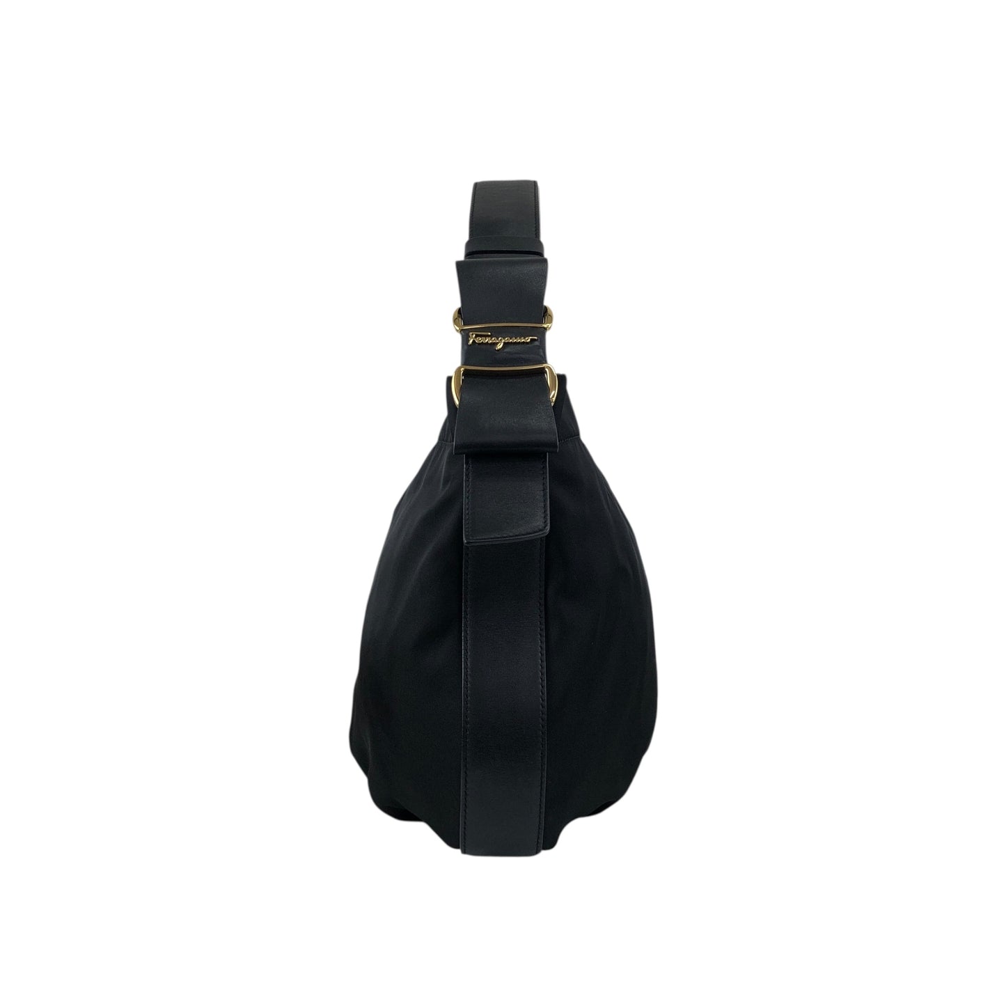 Salvatore Ferragamo Vala Ribbon Shoulder bag Hobobag Black Vintage ayh78w