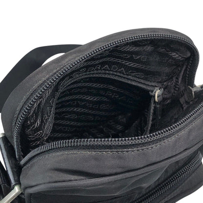 PRADA Tessuto Triangle Logo Small Shoulder bag Black Vintage 2vvf25