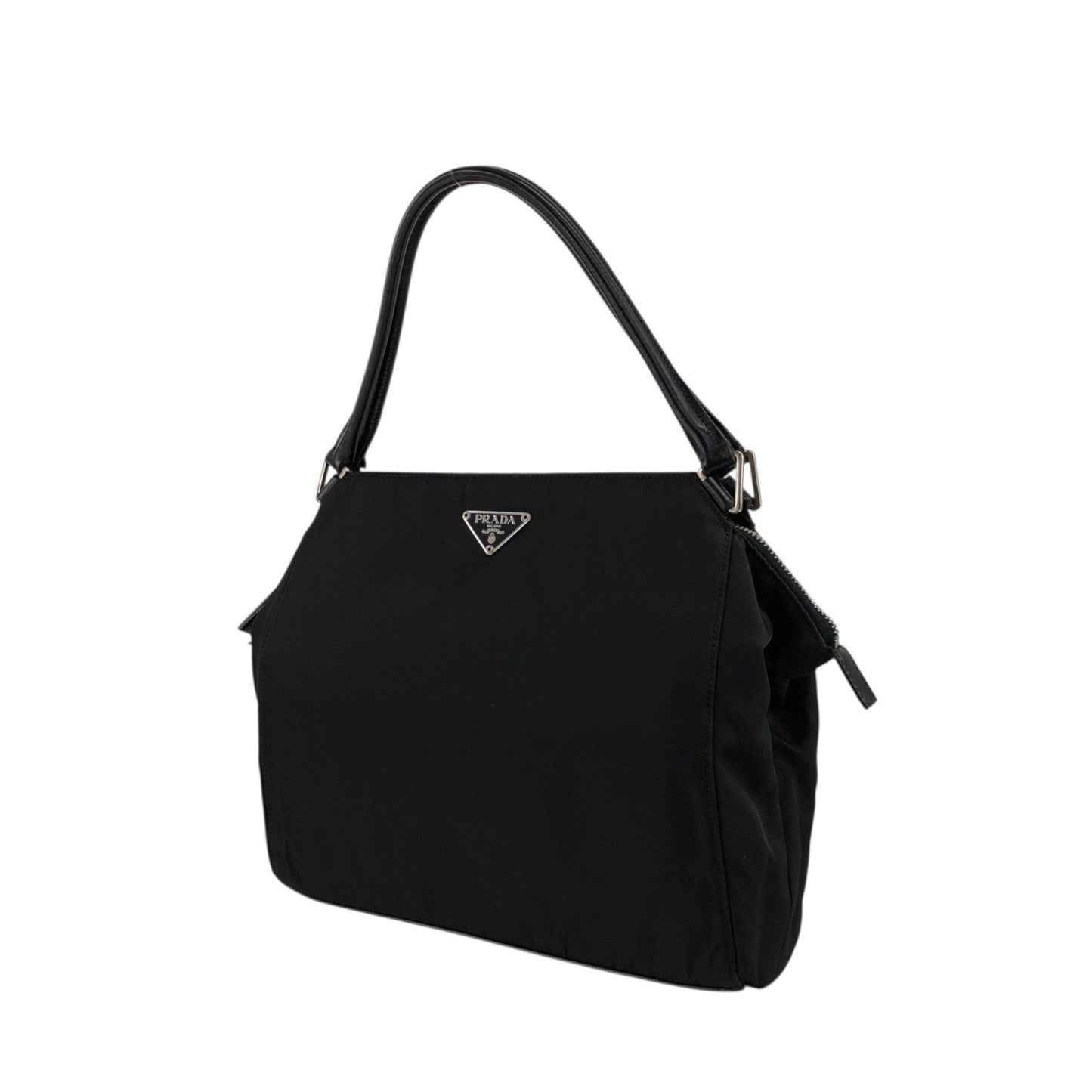 PRADA Tessuto Triangle Logo Handbag Black Vintage 4hjz48