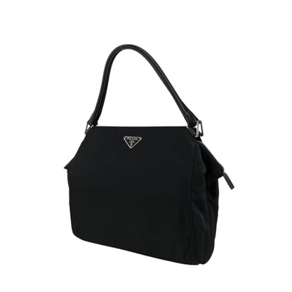 PRADA Tessuto Triangle Logo Handbag Black Vintage 4hjz48