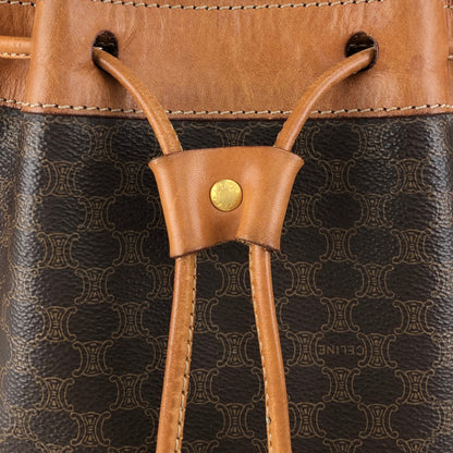 CELINE Macadam Blason Drawstring Shoulder bag Brown Vintage s6mkjn