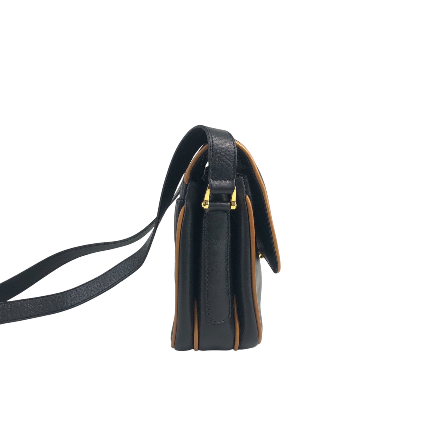 CELINE Triomphe Piping Shoulder bag Black×Brown Vintage 5hc7wn