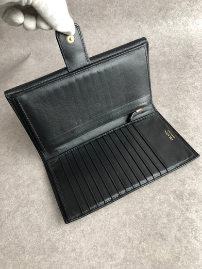 PRADA Logo Long Wallet Black Vintage yvkvsz
