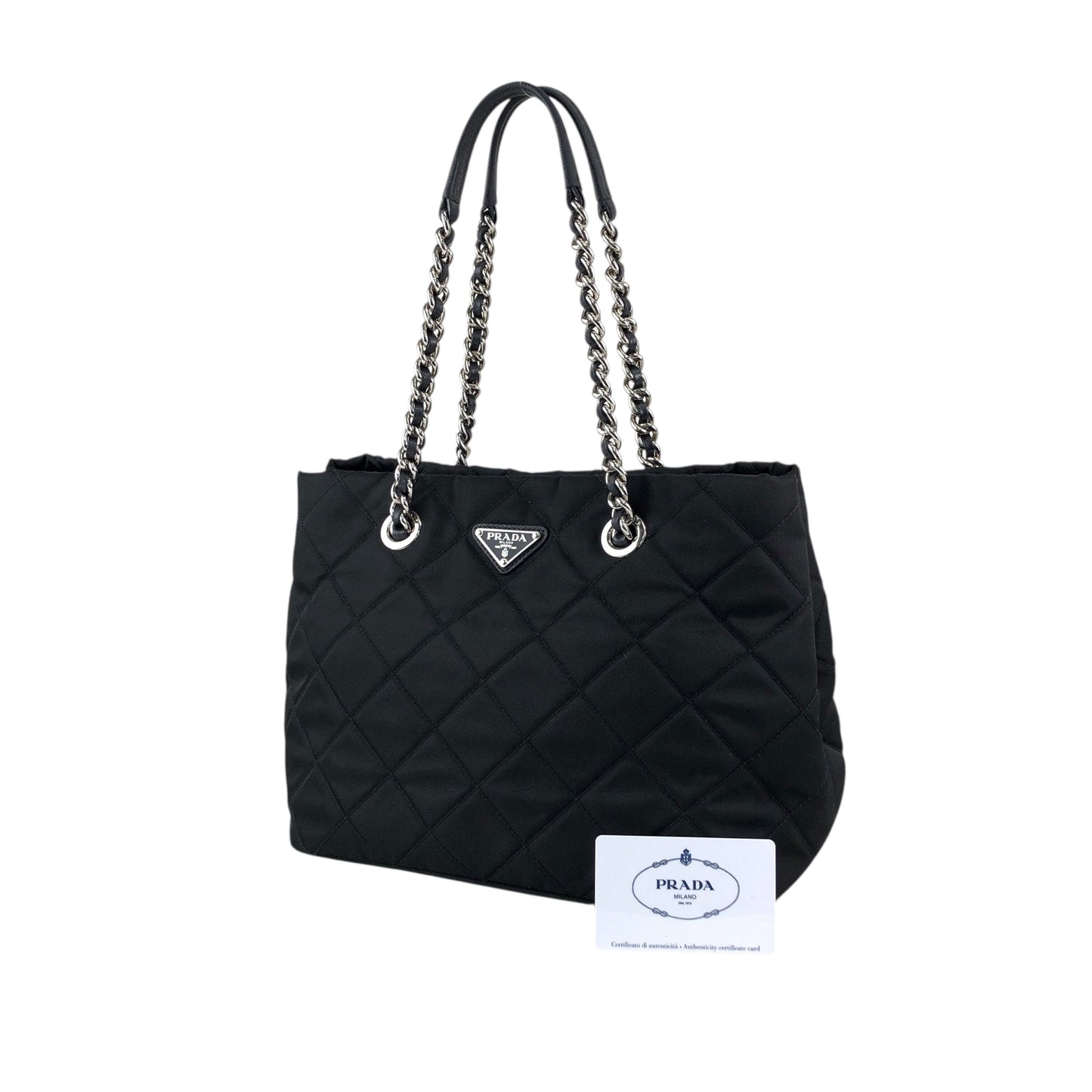 PRADA Triangle Logo Handbag Chain Shoulder bag Black 1BG740 Vintage vfbw8x