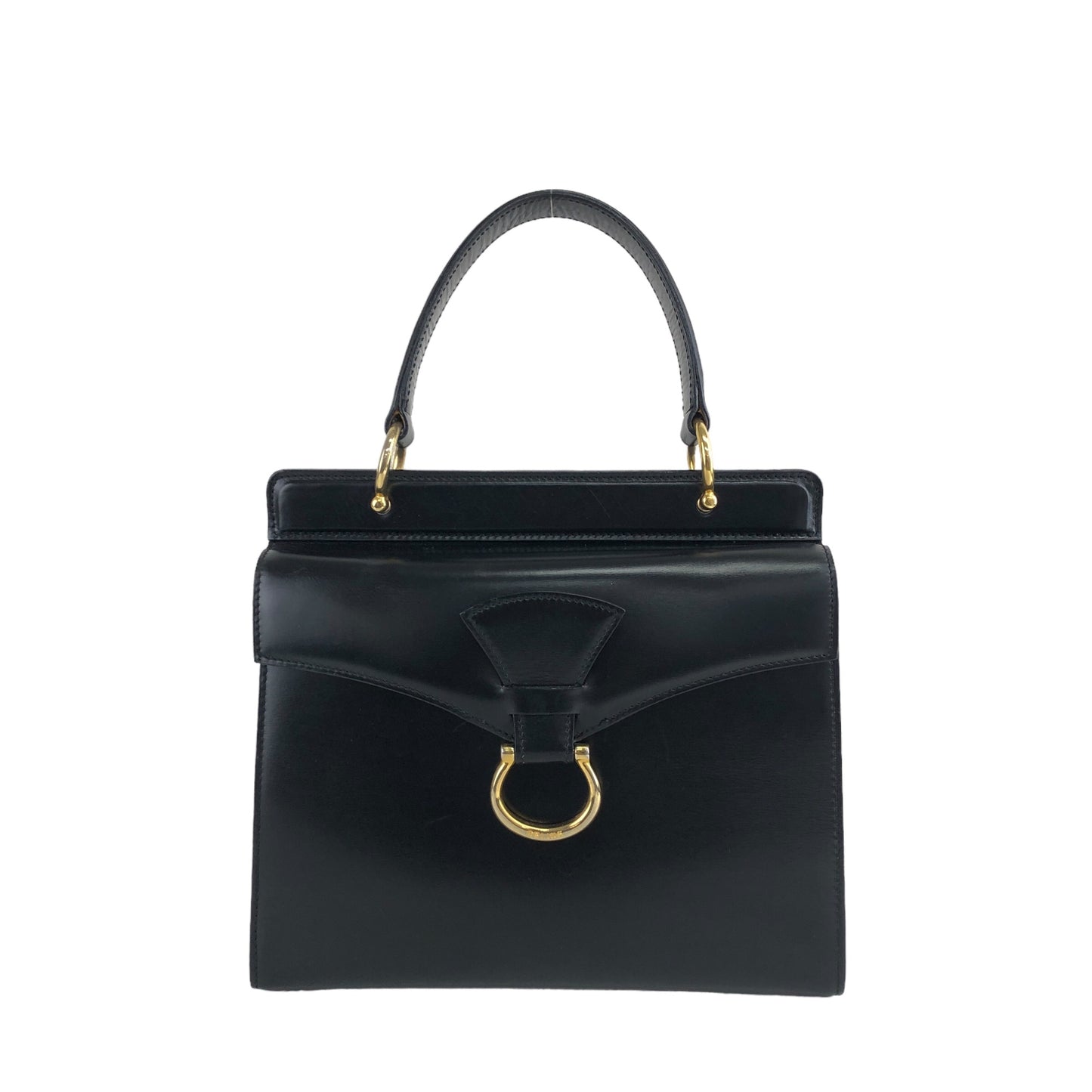 CELINE Horseshoe Handbag Black Vintage inur4a