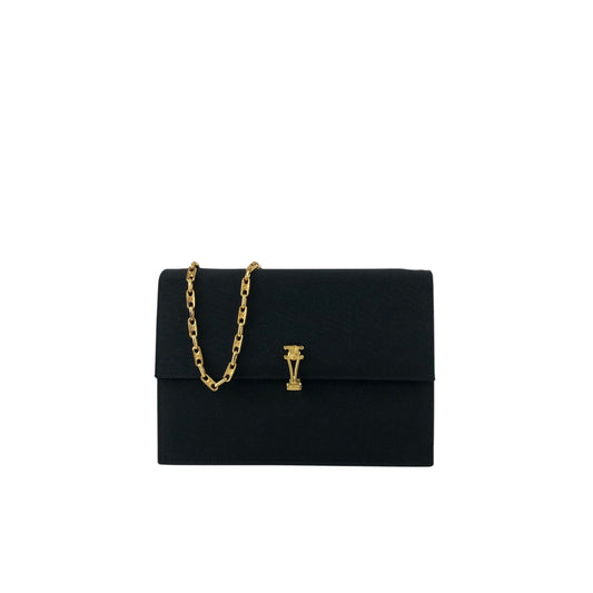 CELINE Triomphe Chain Shoulder bag Black Vintage 7i7ugg
