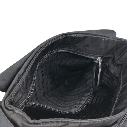 PRADA Tessuto Triangle Logo Front Buckle Shoulder bag Black Vintage dh6ap8