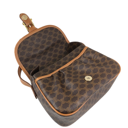 CELINE Macadam Blason Front Buckle Shoulder bag Brown Vintage 8vwf72